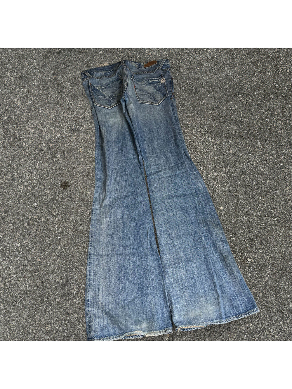 90s Y2K UNION Flared Jeans Embroidered Pockets Women Size 30